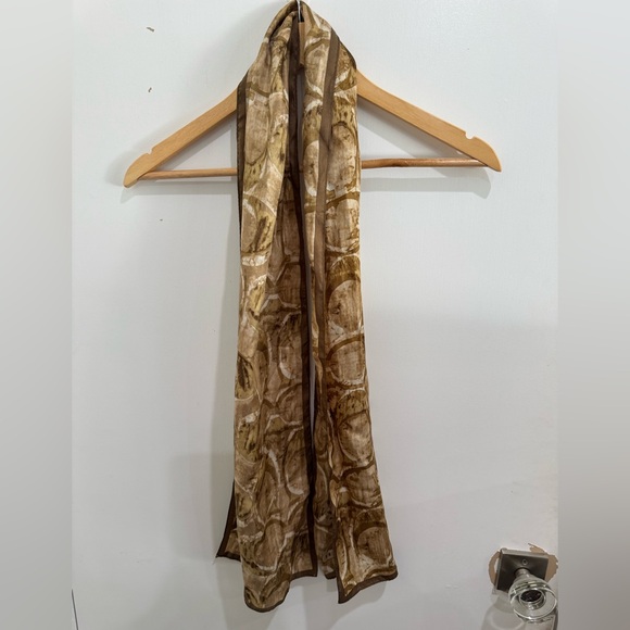 Coach Accessories - Coach Brown & Cream Logo Pattern Scarf